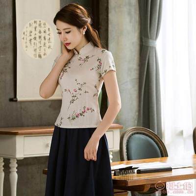 【鴻韻夢廠家批發(fā)亞麻棉麻改良短款旗袍上衣套裝文藝復(fù)古日常大擺裙】臨海市泉潮鑫達工藝服裝廠 - 產(chǎn)品庫